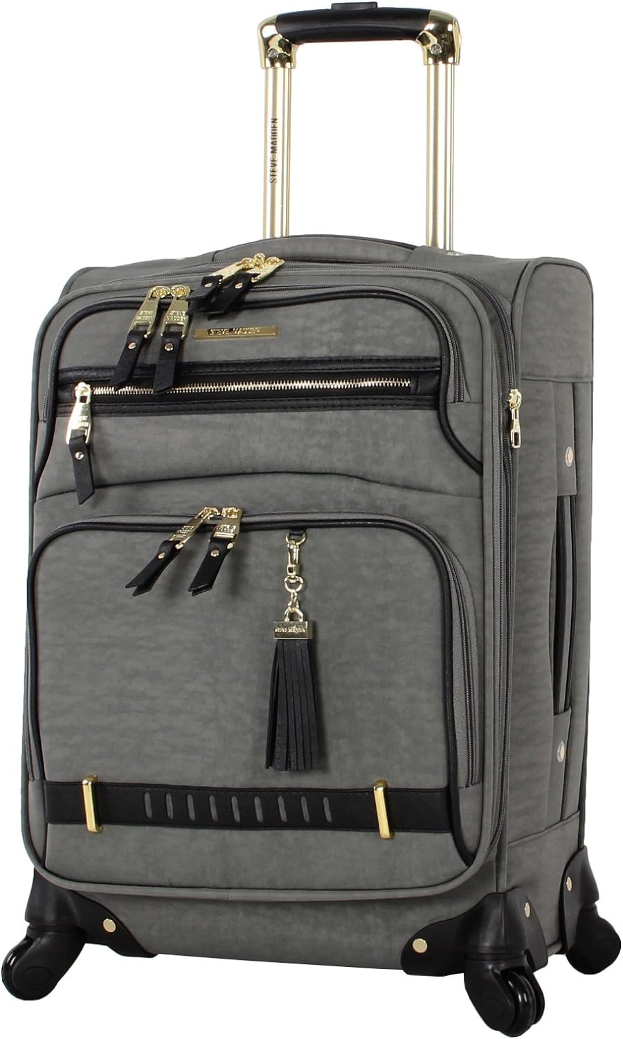 230527211506036_1 Steve Madden Designer 20 Inch Luggage Collection - Lightweight Softside Expandable Suitcase for Men & Women - Durable Carry On Bag with 4-Rolling Spinner Wheels (Legends Turquoise) - Image 1